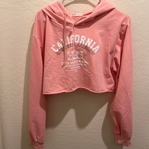Pink Romwe Cropped Hoodie Size:XL